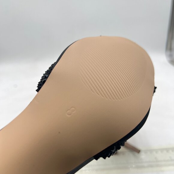 XYD Black Open Toe Rhinestones Ankle Strap Sandals Low Heel Bridal Evening Shoes - Picture 6 of 9